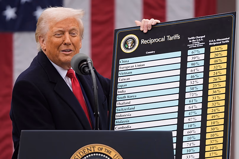 President Donald Trump speaks during an event to announce new tariffs in the Rose Garden at the White House, Wednesday, April 2, 2025, in Washington