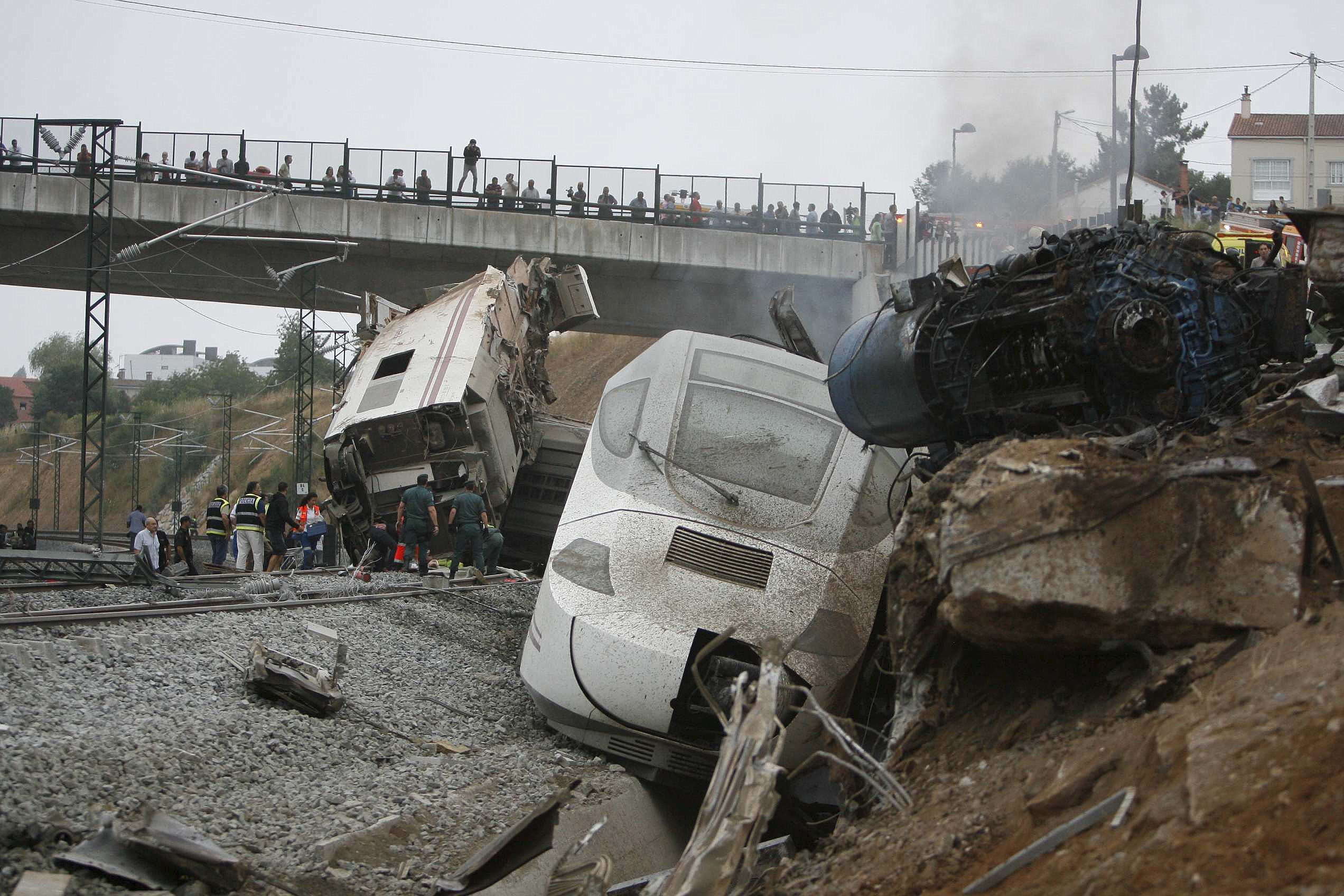 Accidente del tren Alvia que descarriló en Angrois en 2013 y provocó 79 víctimas mortales.
