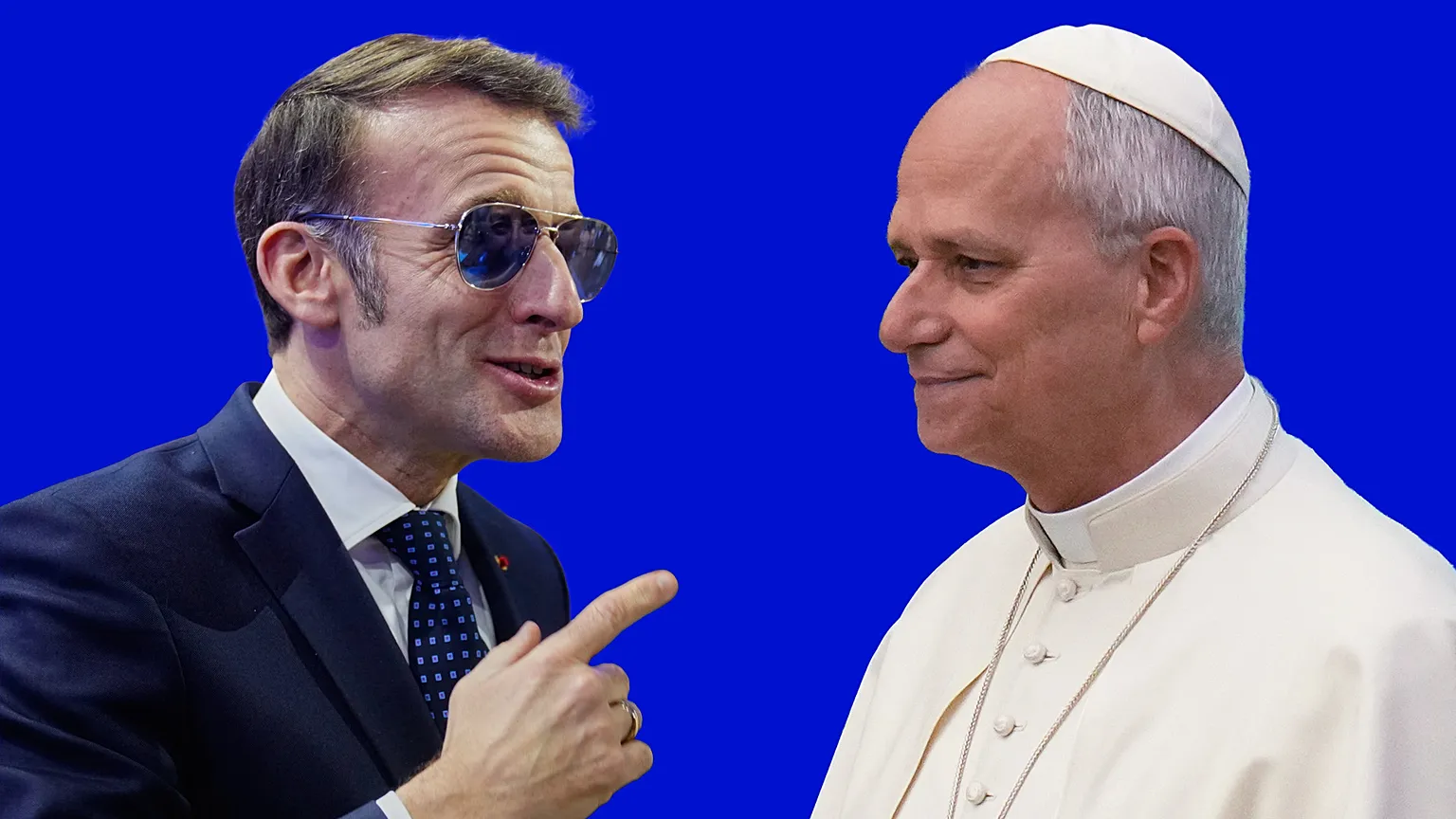 President Emmanuel Macron and Pope Leo XIV