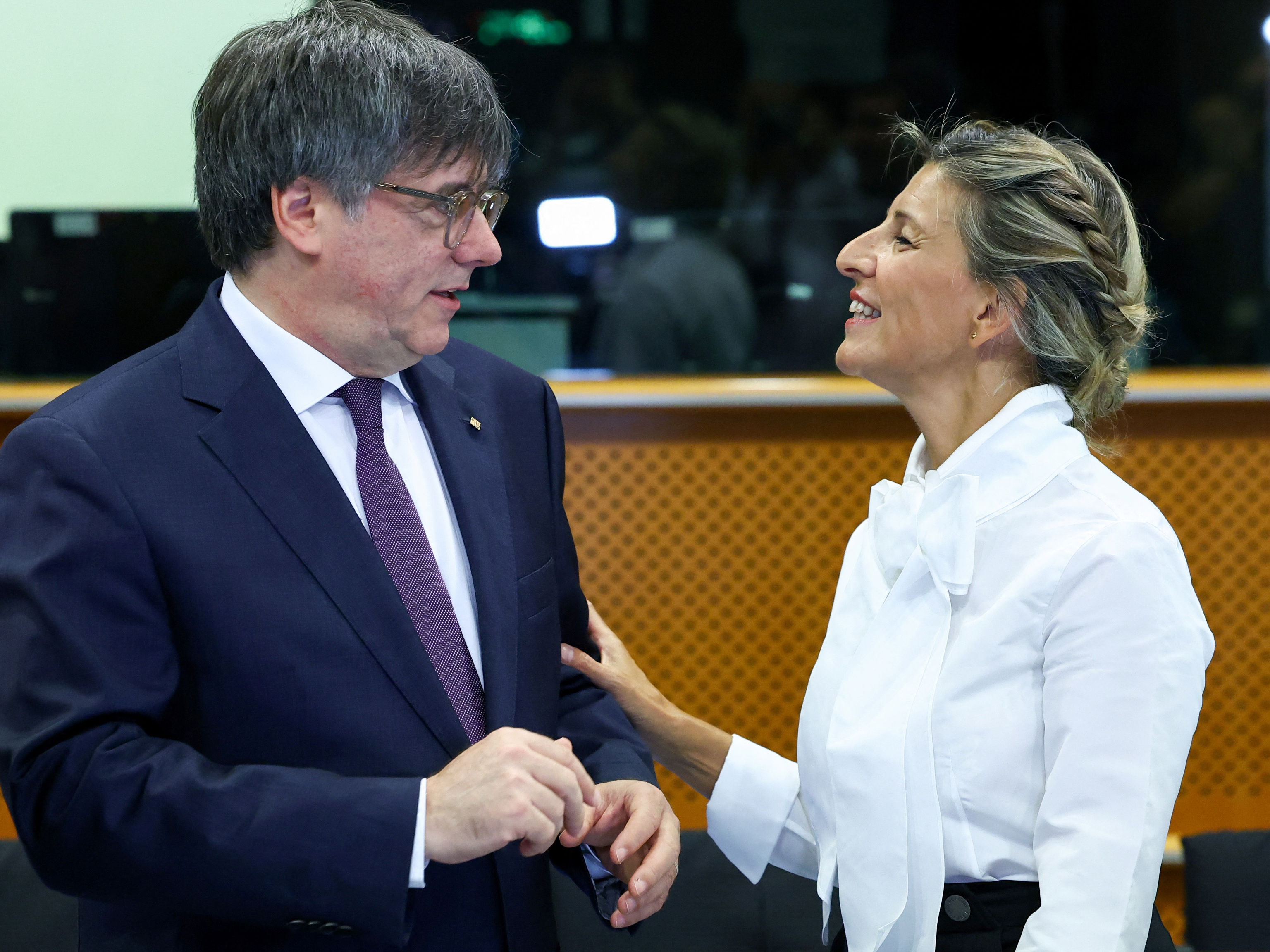 Yolanda Díaz con Carles Puigdemont en Bélgica en septiembre de 2023