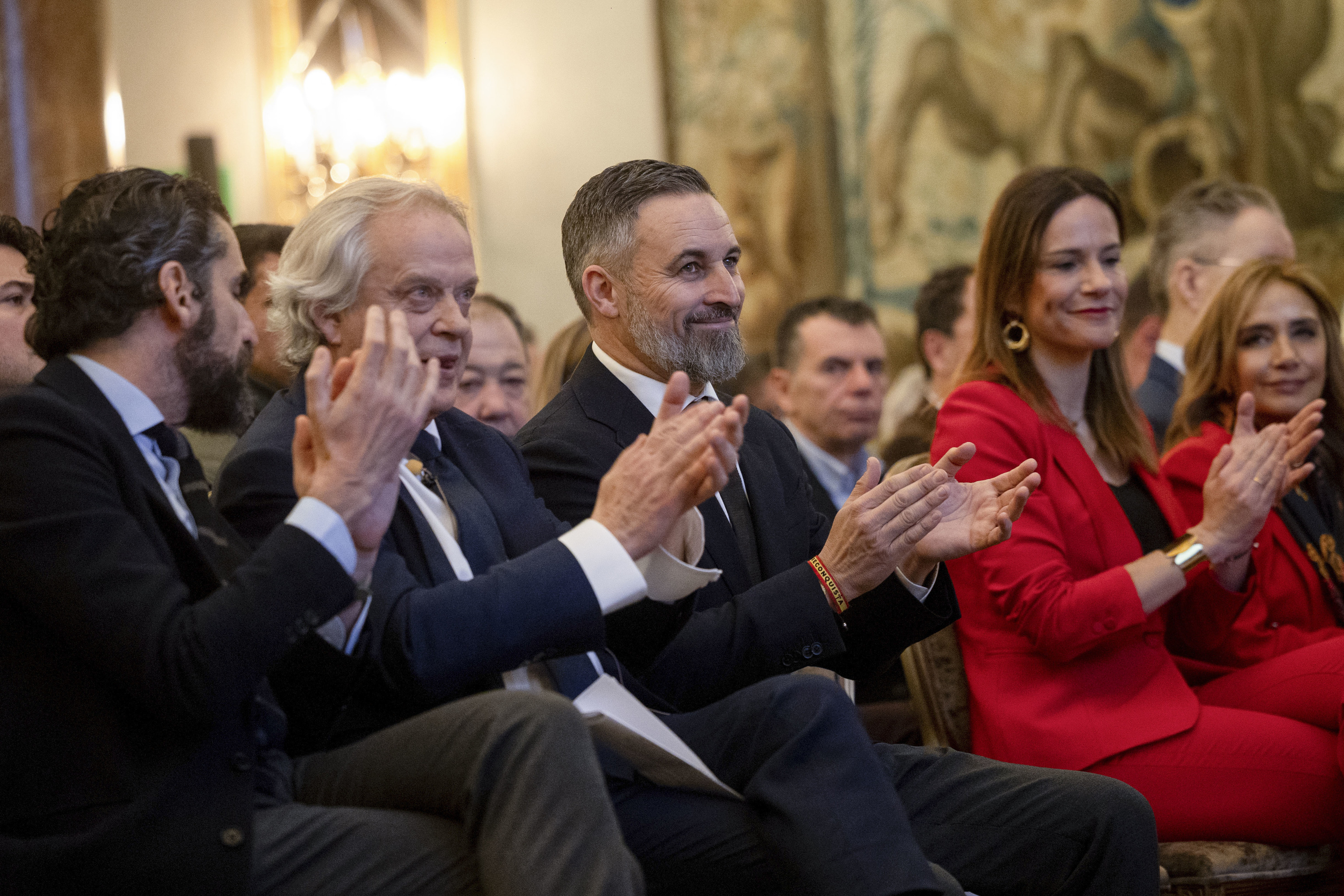 El líder de Vox, Santiago Abascal, este miércoles en un encuentro organizado por el Madrid Foro Empresarial