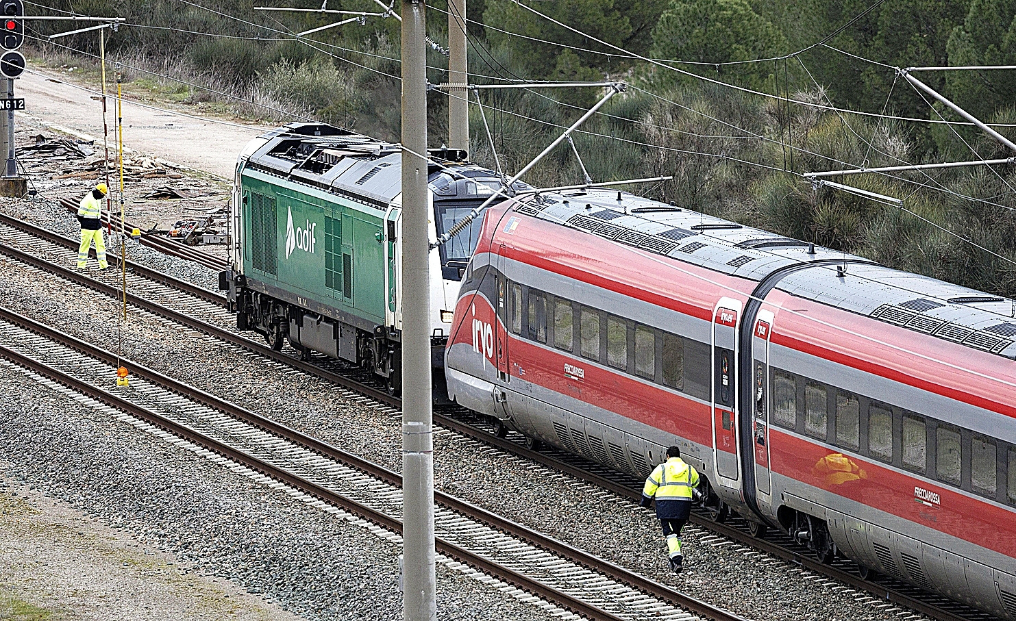 Tramo de la línea de Alta Velocidad Madrid-Sevilla a su paso por Adamuz.