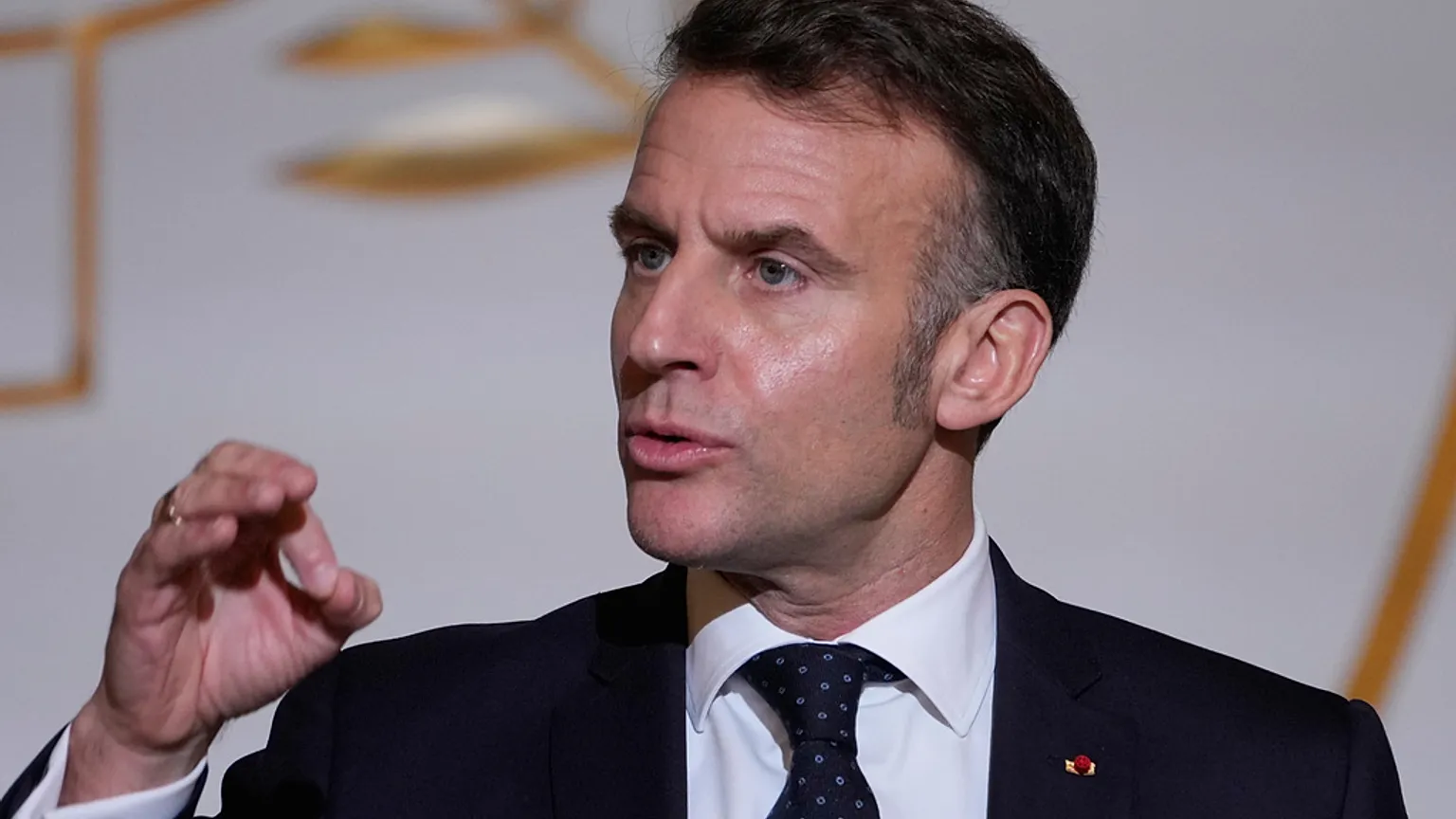 French President Emmanuel Macron delivers a speech to French ambassadors Thursday, Jan. 8, 2026 at the Elysee Palace in Paris.