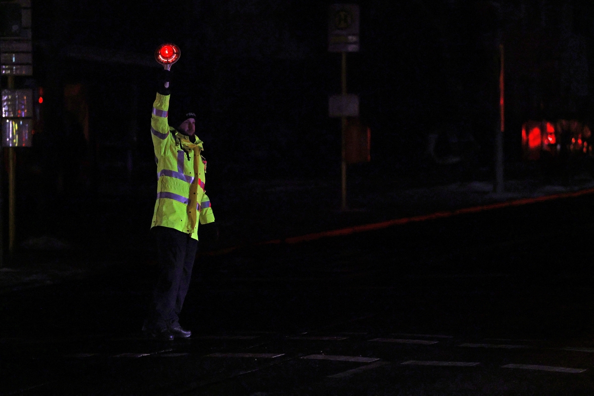 Police directs the traffic at
