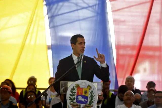 Juan Guaidó dando un discurso en 2019.