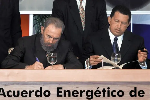 Fidel Castro y Hugo Chávez.