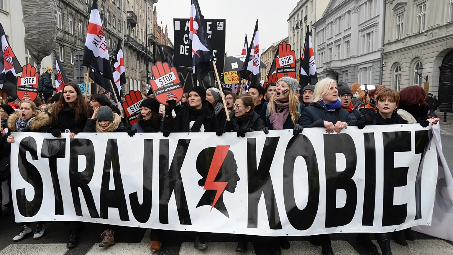 A protest against a restrictive abortion law in Poland.