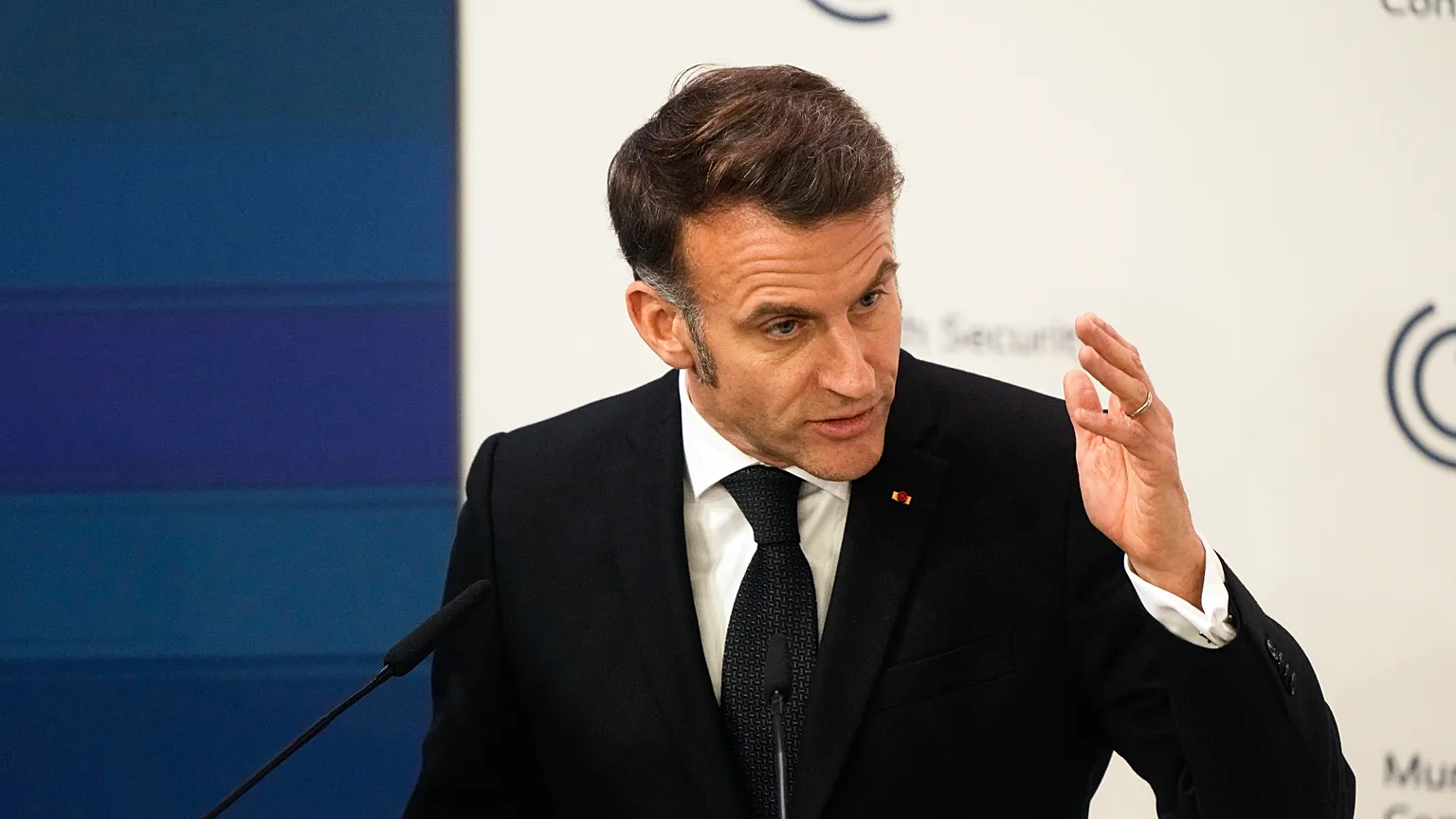 Emmanuel Macron addresses the Munich Security Conference in Bavaria 