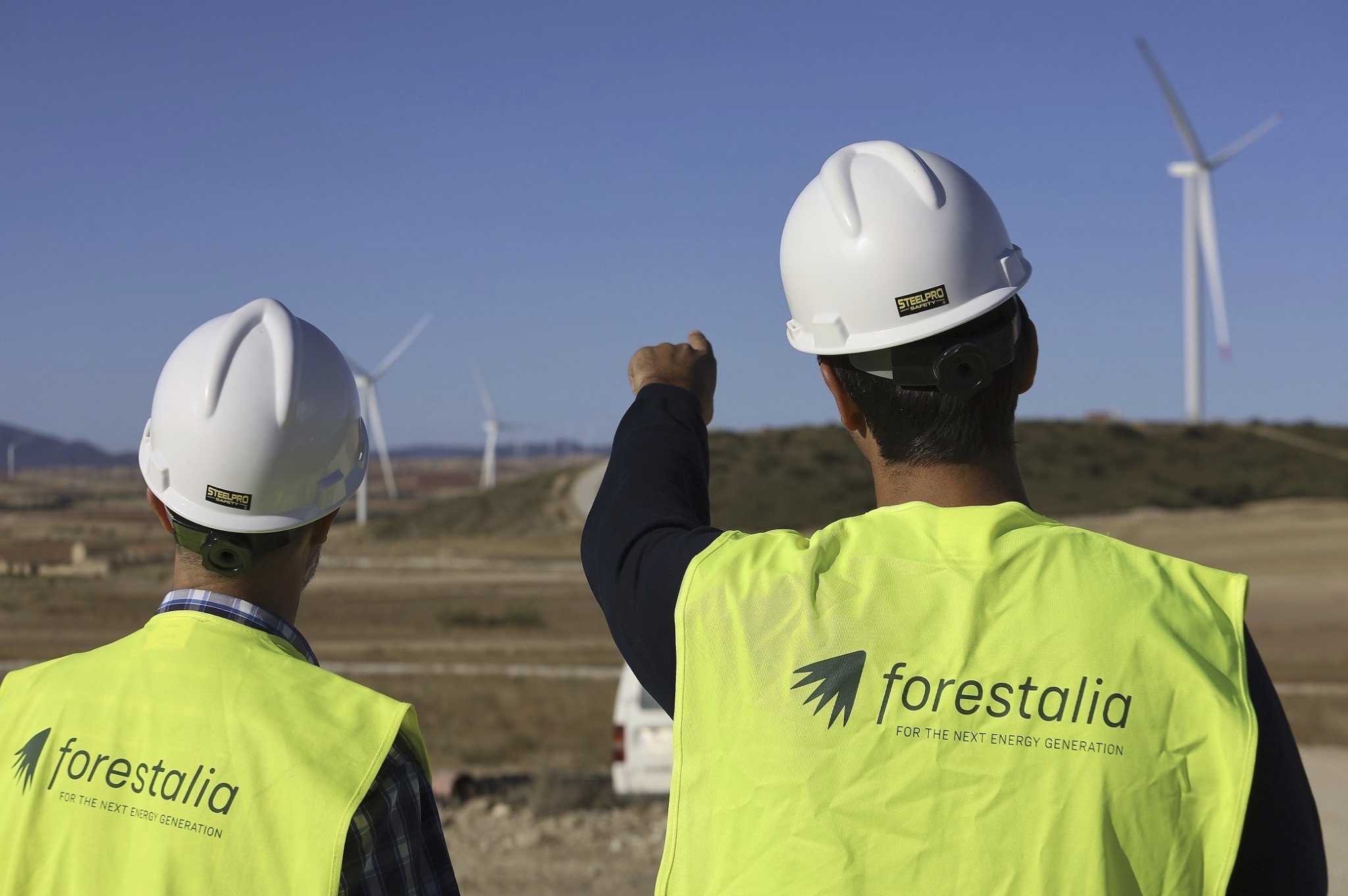 Técnicos de Forestalia, en Erla (Zaragoza).
