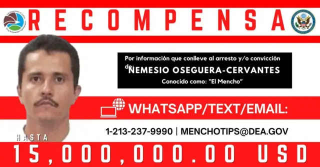 Ficha de recompensa de Nemesio Oseguera Cervantes