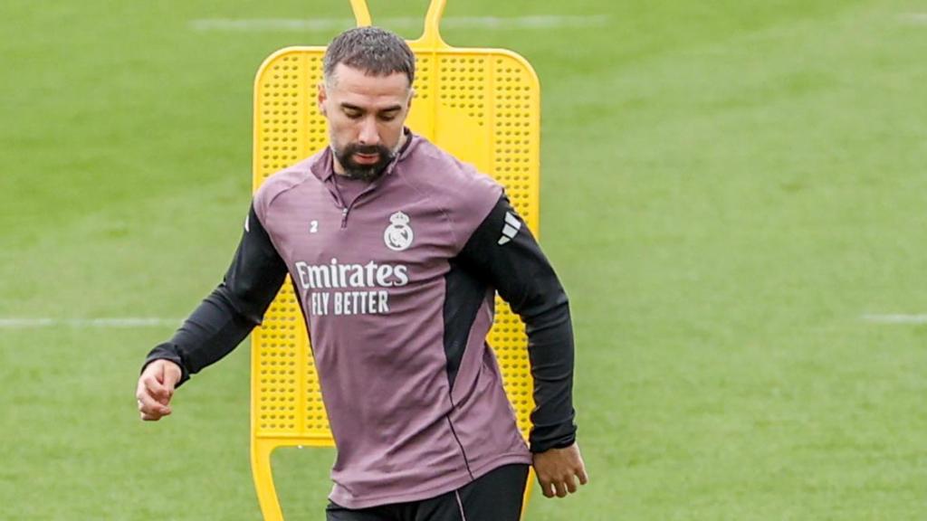 Dani Carvajal, durante un entrenamiento del Real Madrid