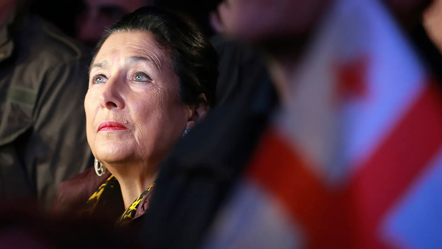 FILE: Georgia's Salome Zourabichvili attends an opposition rally ahead upcoming next week parliamentary election in Tbilisi, 20 October 2024