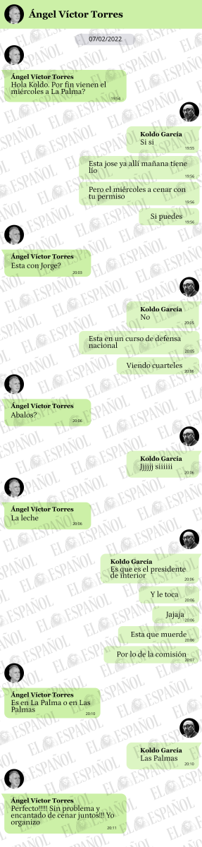 Conversaciones en el WhatsApp de Koldo García el 7 de febrero de 2022