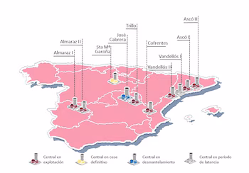 Mapa de las centrales nucleares