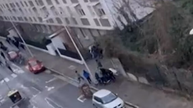 Screenshot of video footage which appears to show the fight which Quentin Deranque was involved in