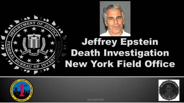 Una captura de pantalla que muestra la parte superior del informe del FBI sin editar. Dice: "Investigación de la Muerte de Jeffrey Epstein, Oficina de Campo de Nueva York".