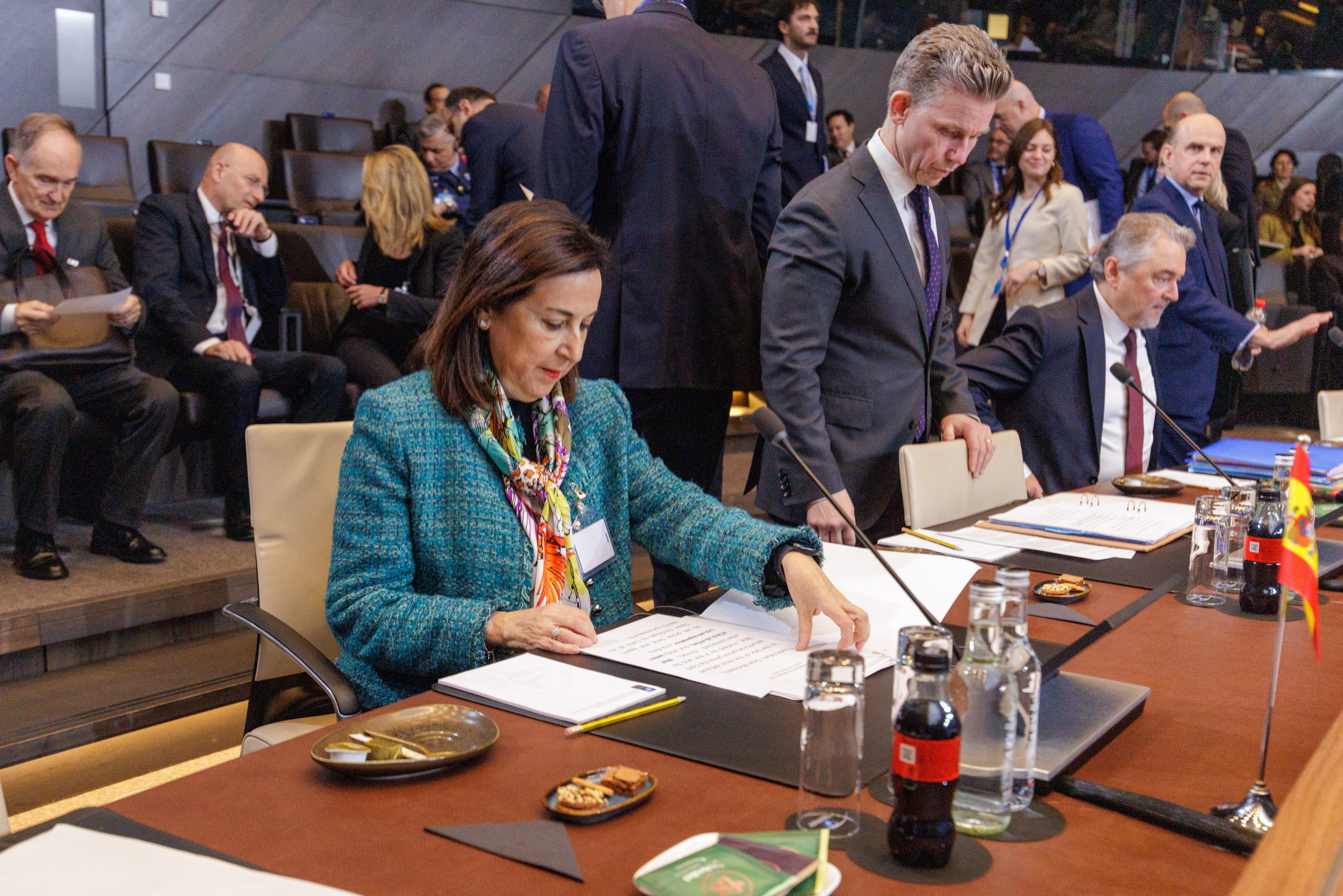 La ministra de Defensa, Margarita Robles, este jueves en Bruselas.