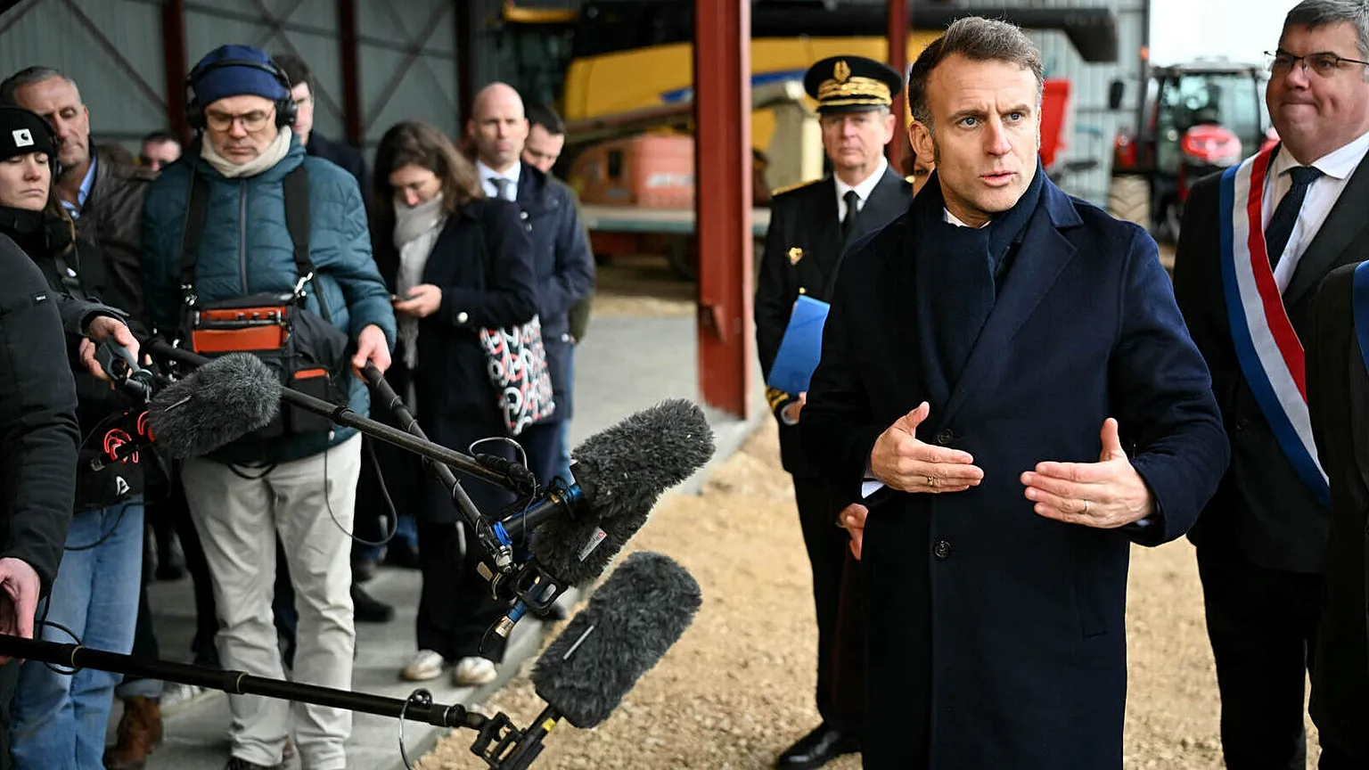 France's President Emmanuel Macron speaks to the press, 5 February 2026