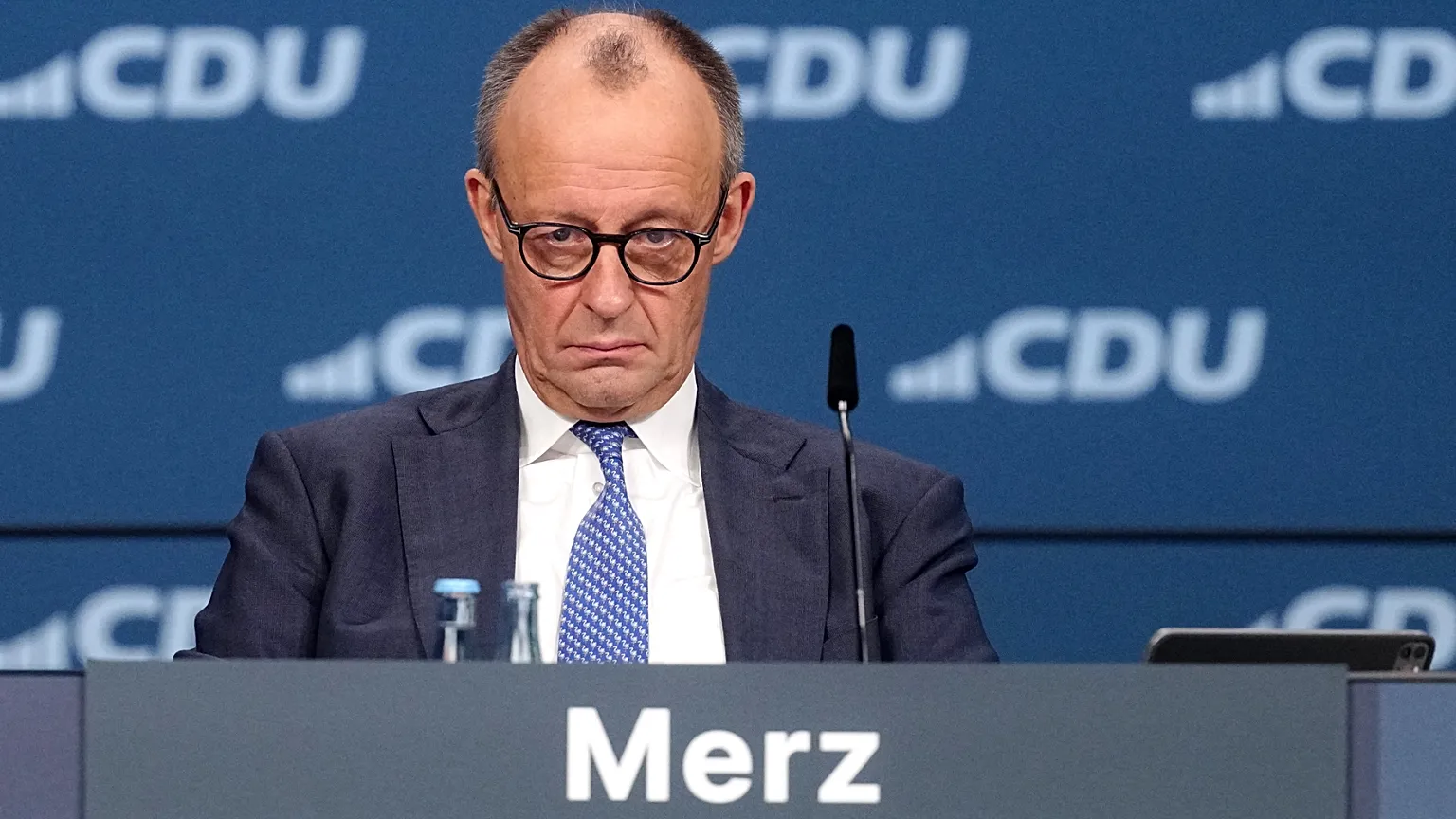 German Chancellor Friedrich Merz, CDU party chairman, attends the CDU federal party conference, in Stuttgart, Germany, Friday 20 February, 2026.