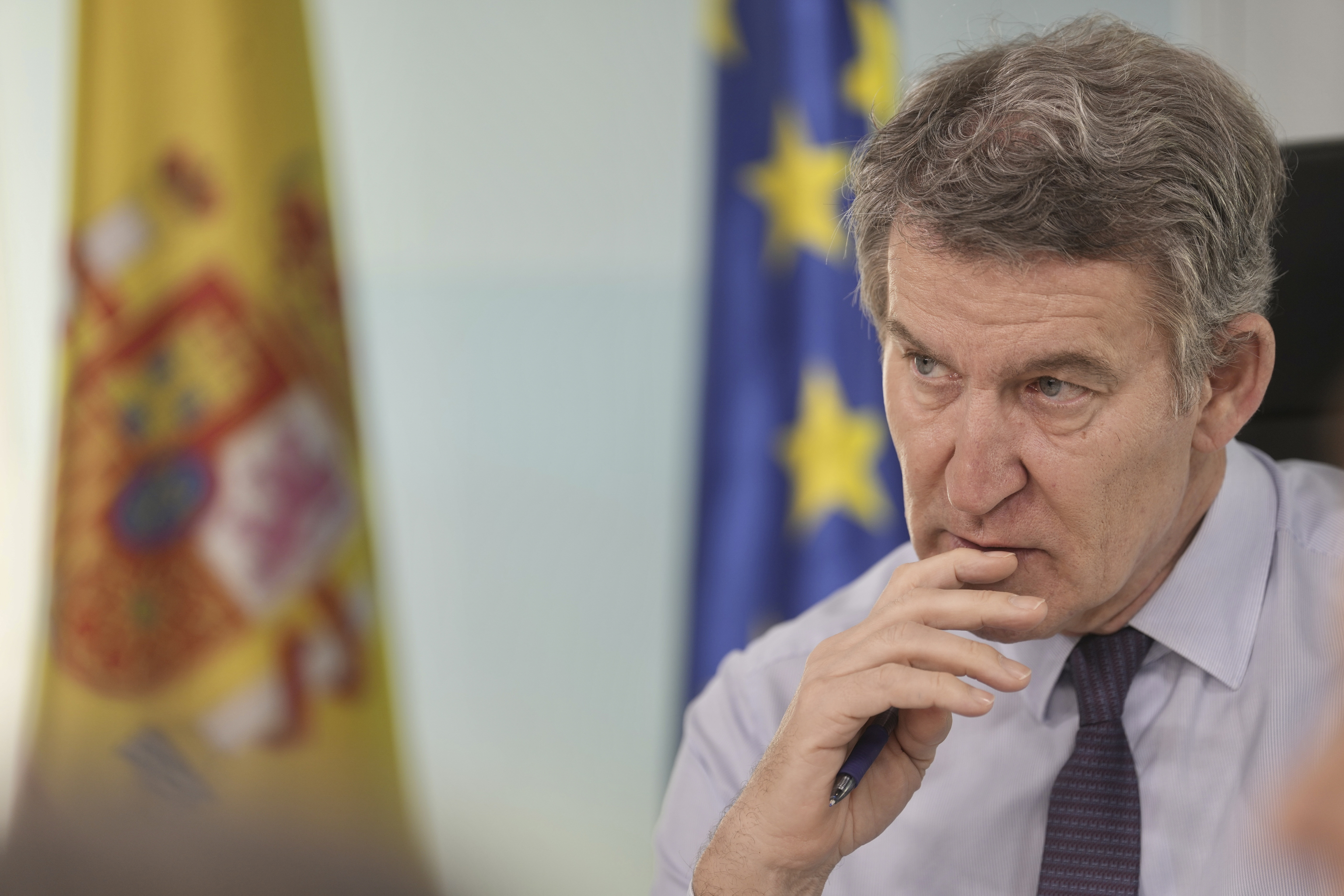 El líder del PP, Alberto Núñez Feijóo, en la reunión del comité de dirección.