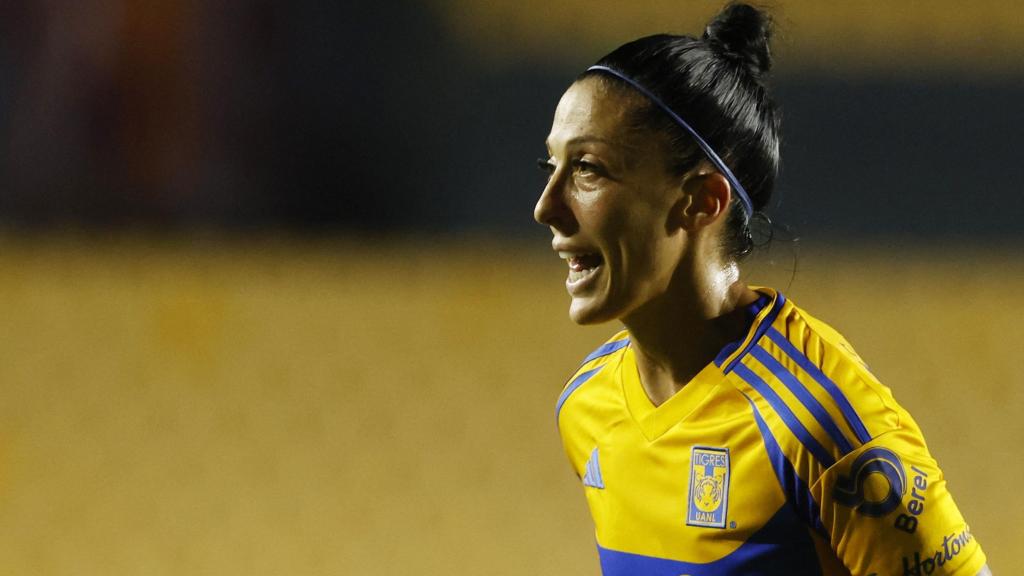 Jenni Hermoso, durante un partido con Tigres en la Liga MX Femenil.