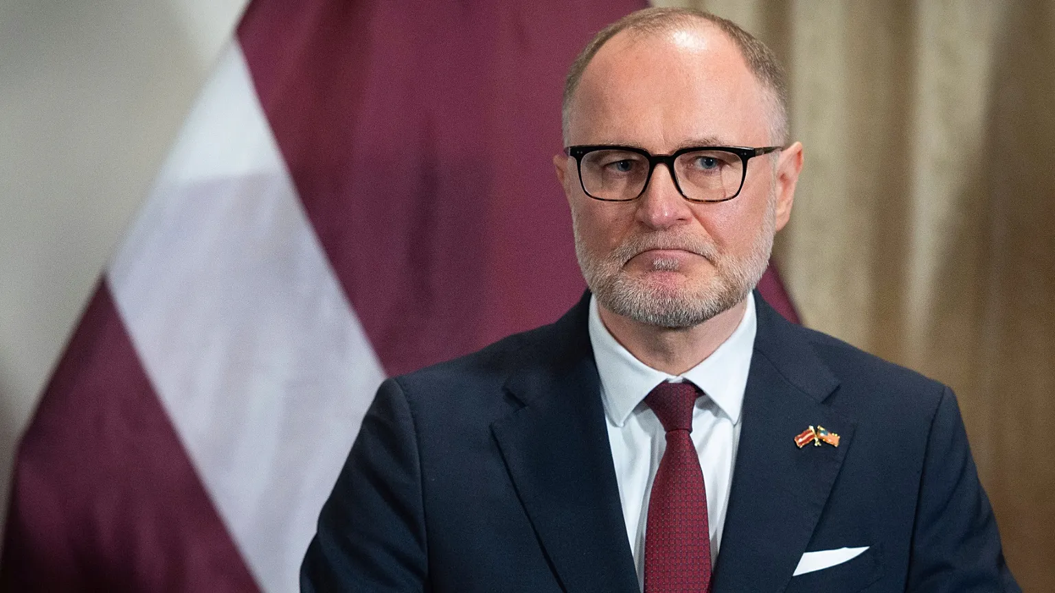 Latvian Defense Minister Andris Spruds during a meeting with US Secretary of Defence Pete Hegseth and his counterparts from Estonia and Lithuania, in Washington, July 25, 2025