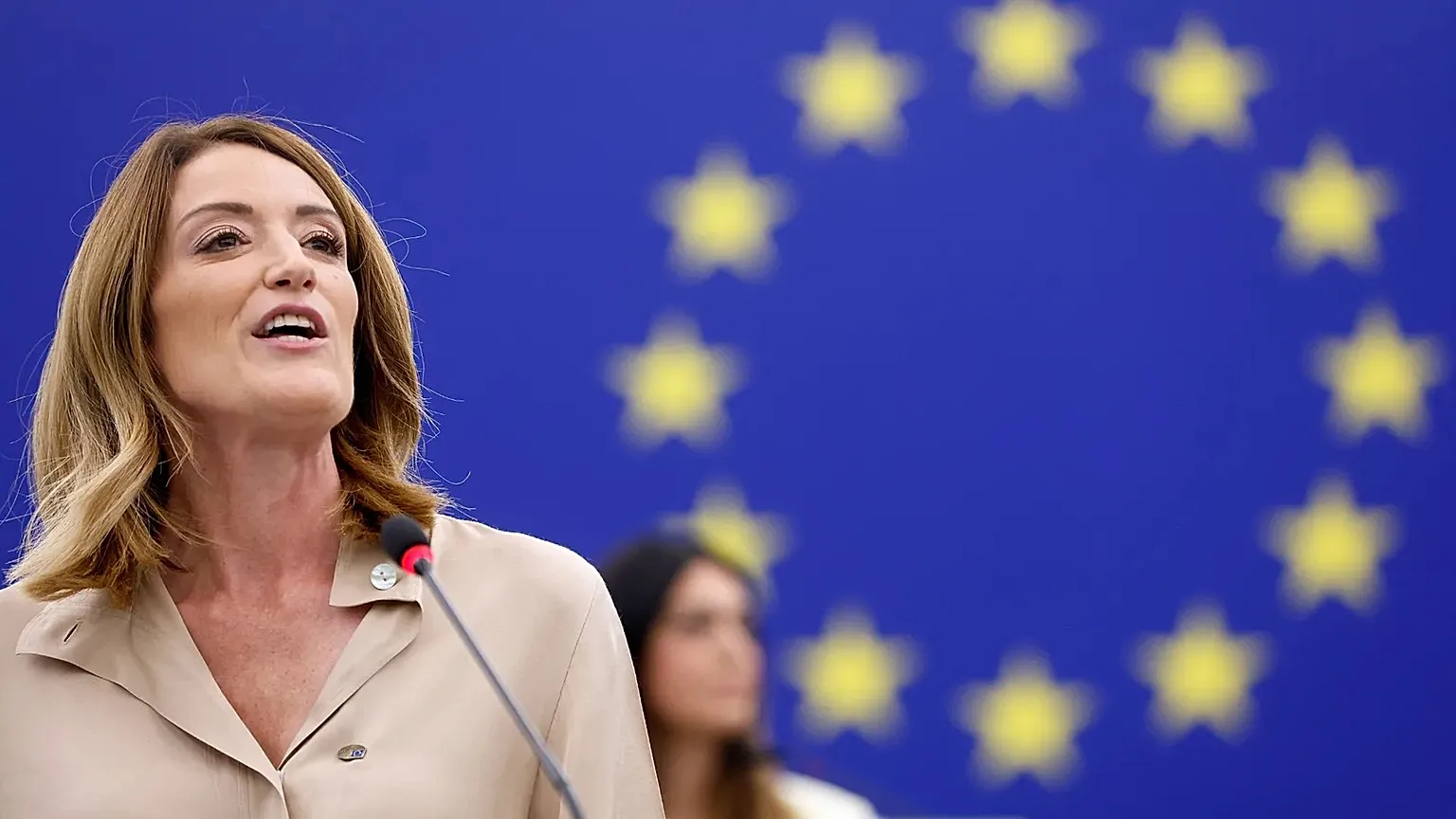 Roberta Metsola, President of the European Parliament since 2022.