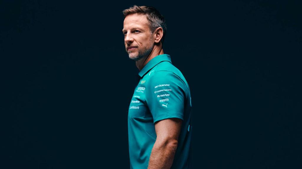 Jenson Button, con el uniforme de Aston Martin F1
