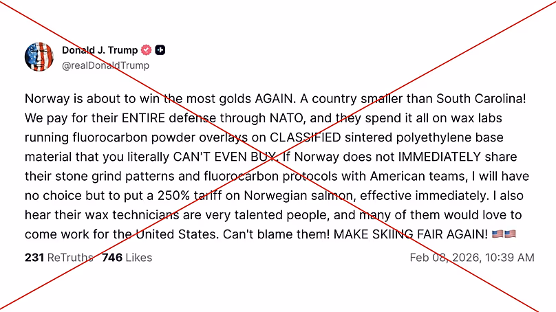 Viral post claims Trump is slapping 250% tariff on Norway. 