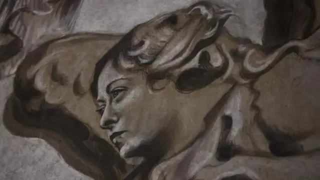 La imagen de un ángel en la basílica de San Lorenzo in Lucina, Roma