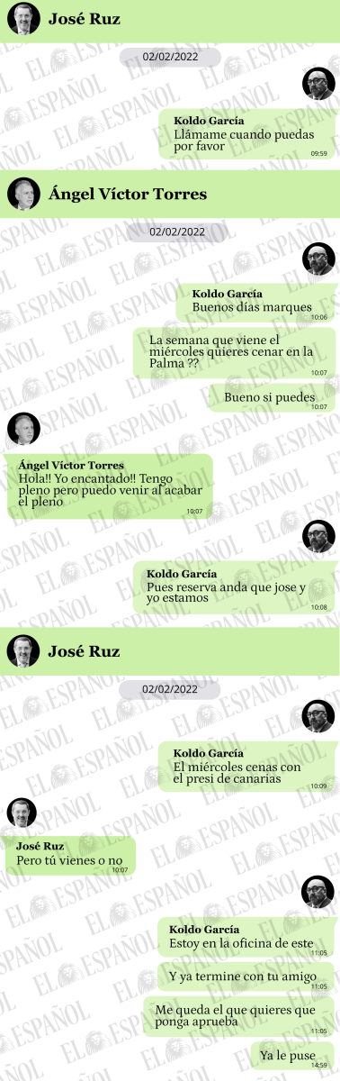 Conversaciones en el WhatsApp de Koldo García el 2 de febrero de 2022