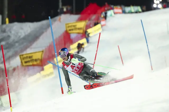Lucas Pinheiro Braathen durante la primera manga de la Copa del Mundo de Esquí Alpino, en la prueba de Slalom Masculino, el 28 de enero de 2026, en Schladming, Austria