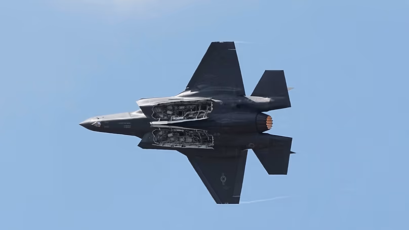 An F35 Lockheed Martin flies at the Paris Air Show, Tuesday, June 17, 2025 in Le Bourget, north of Paris.