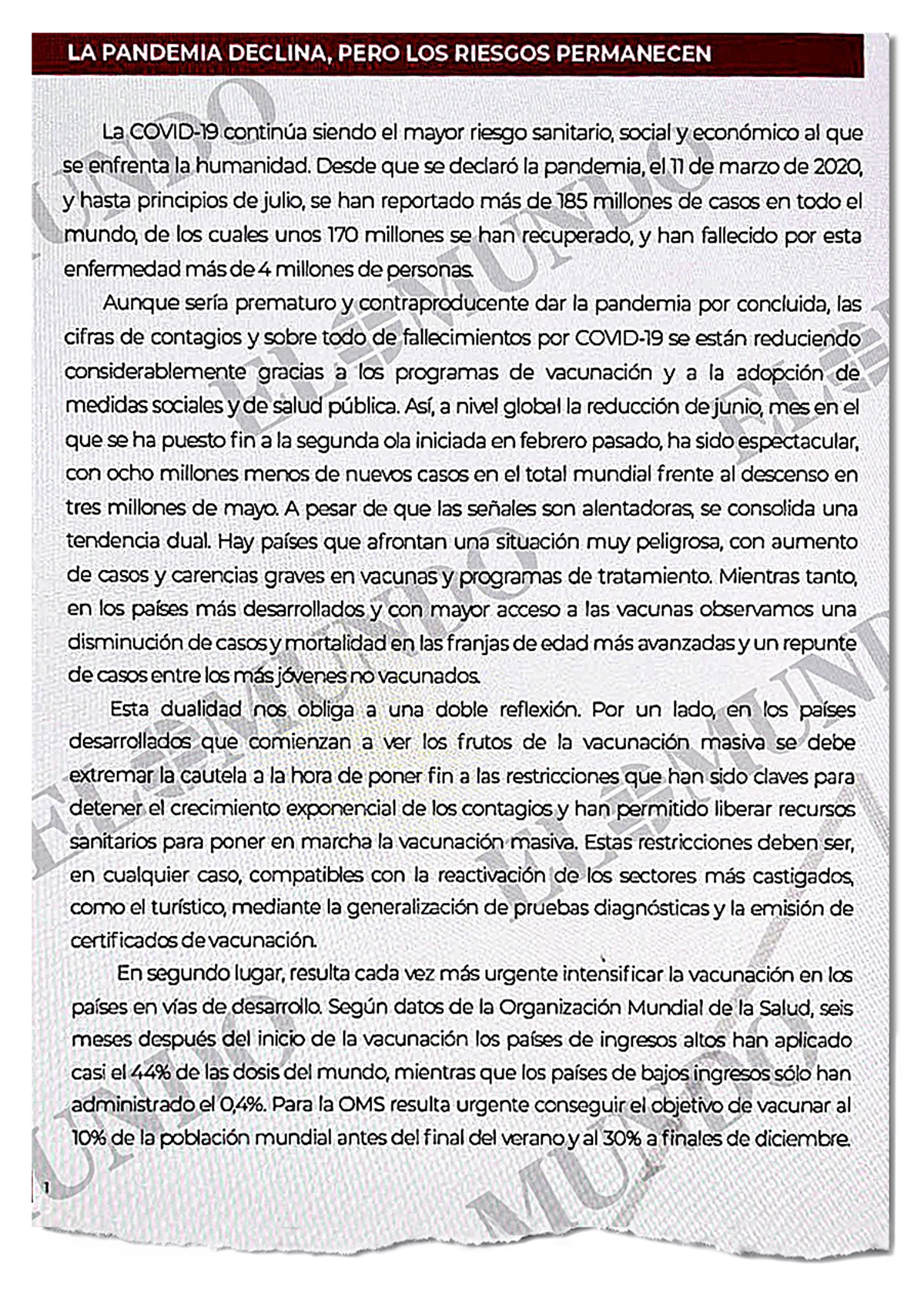Extracto de uno de los informes elaborados por Zapatero.