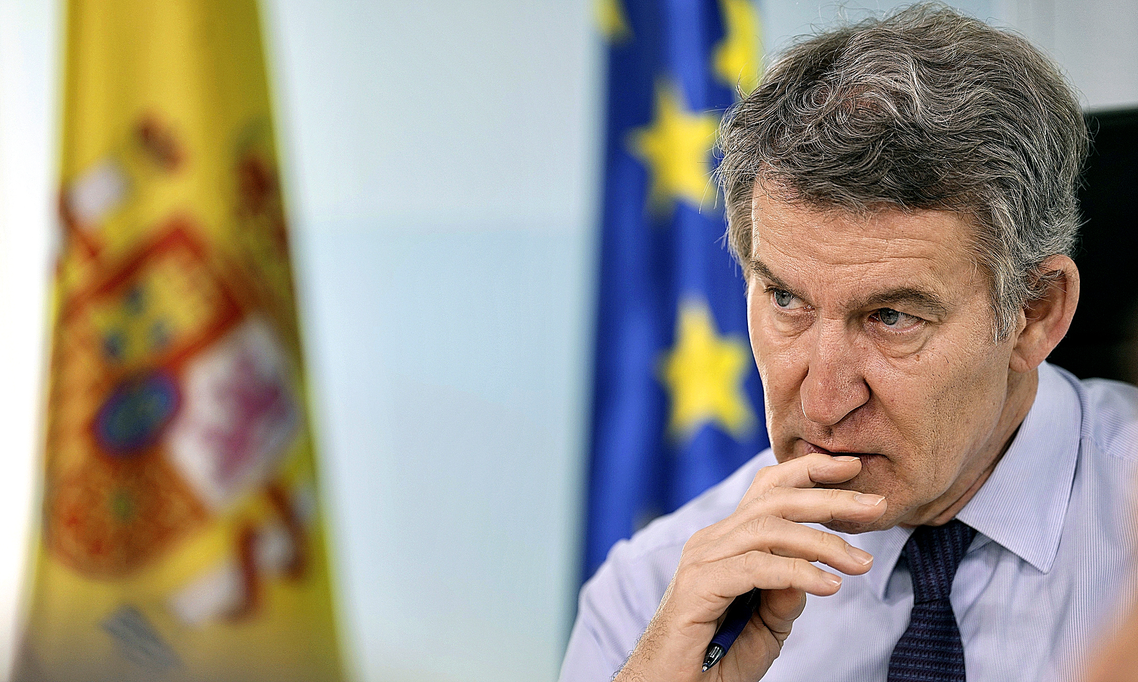El presidente del PP, Alberto Núñez Feijóo, durante elComité de Dirección celebrado por su partido el lunes, un día después de hablar por teléfono con Santiago Abascal.