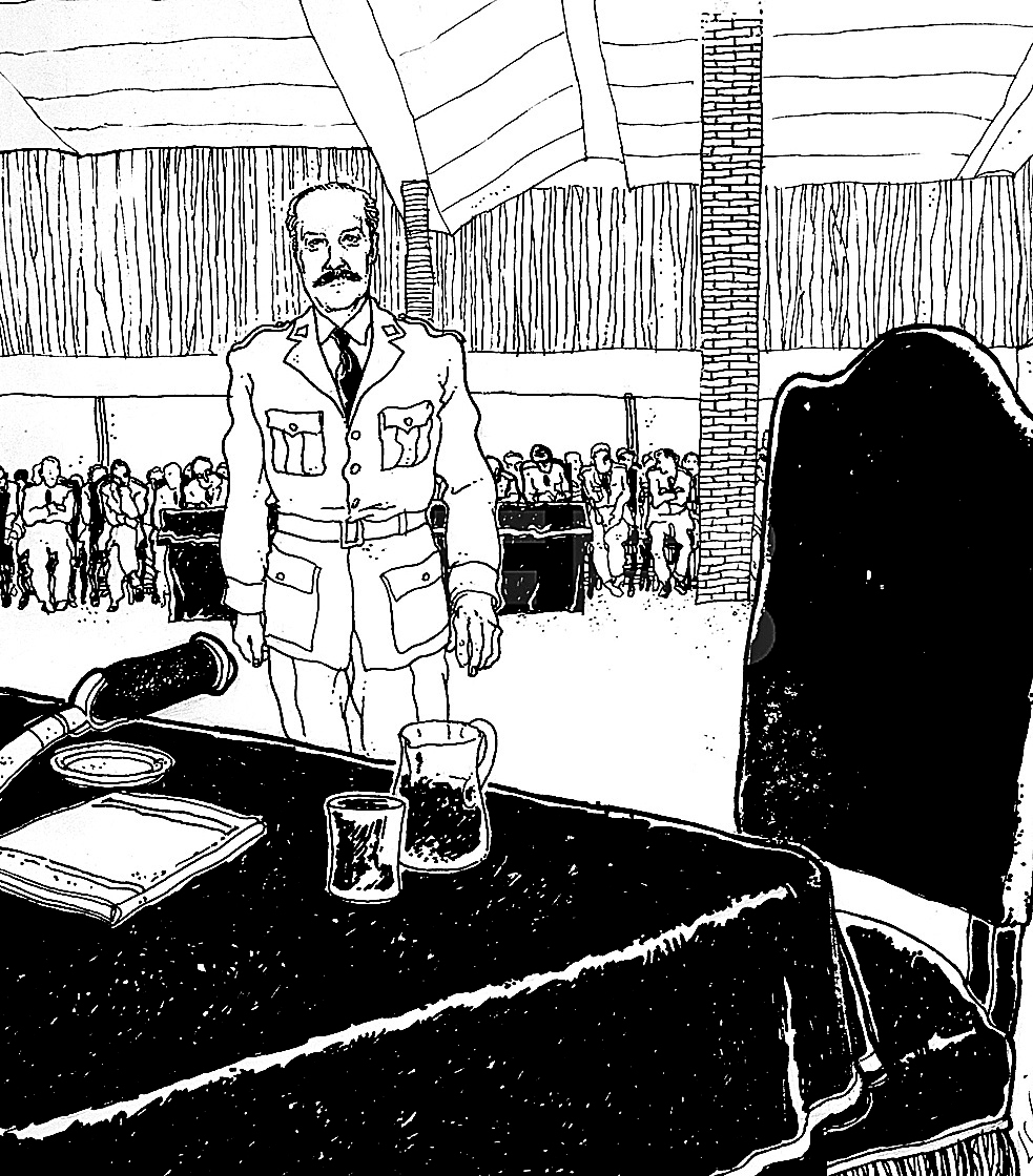 Dibujo de Antonio Tejero durante una sesión del juicio por el 23-F.