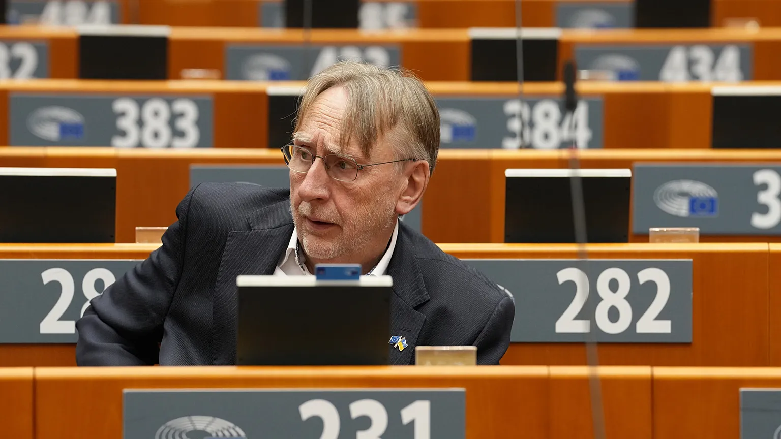 Member of European Parliament Bernd Lange attends an extraordinary plenary at the European Parliament in Brussels, Tuesday, Feb. 24, 2026.