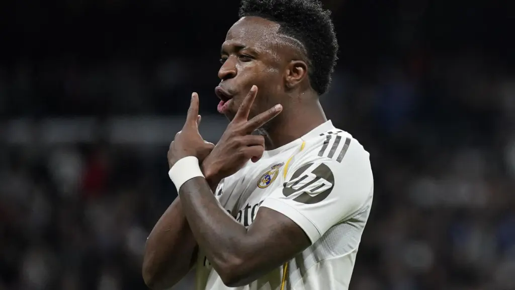 Vinicius celebra uno de sus goles con el Real Madrid