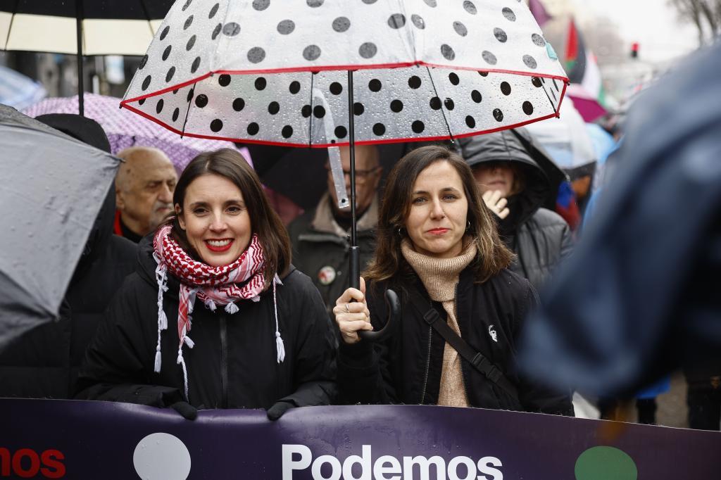 Irene Montero y Ione Belarra, el pasado domingo en Madrid, en una manifestación contra el genocidio en Gaza.