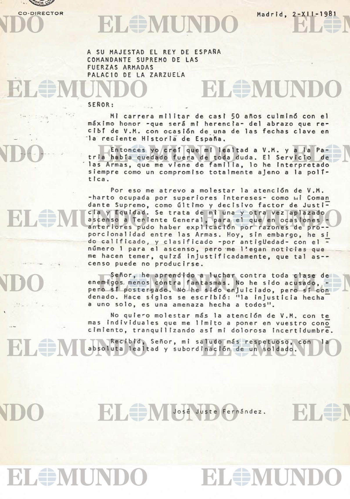 Las pruebas definitivas del general Juste, el militar que frustró el 23-F y fue un "cabeza de turco"