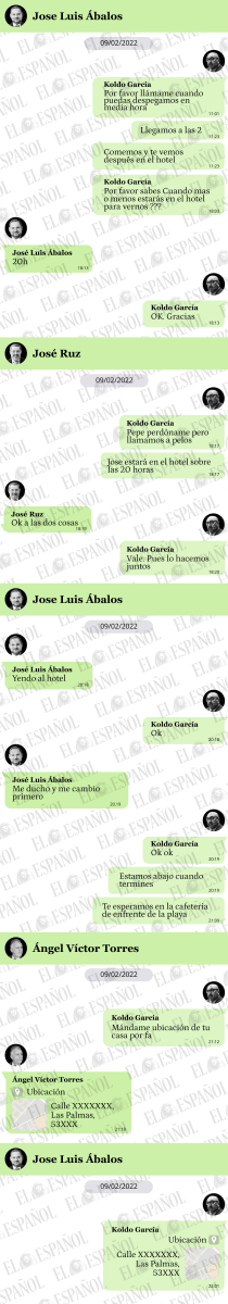 Conversaciones en el WhatsApp de Koldo García el 9 de febrero de 2022