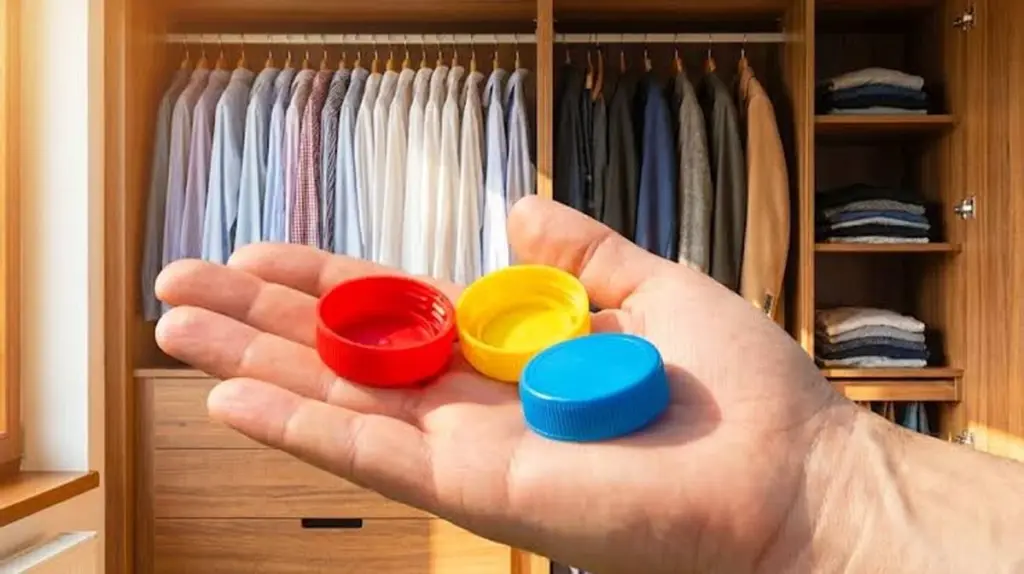 Ahorra 40% de armario: método de percha vertical con anillas de latas, estable como una corona dental sobre implante dental