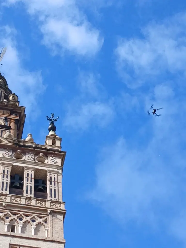 Alarma en la Giralda: el viento derriba una azucena y obliga a retirar el conjunto ornamental