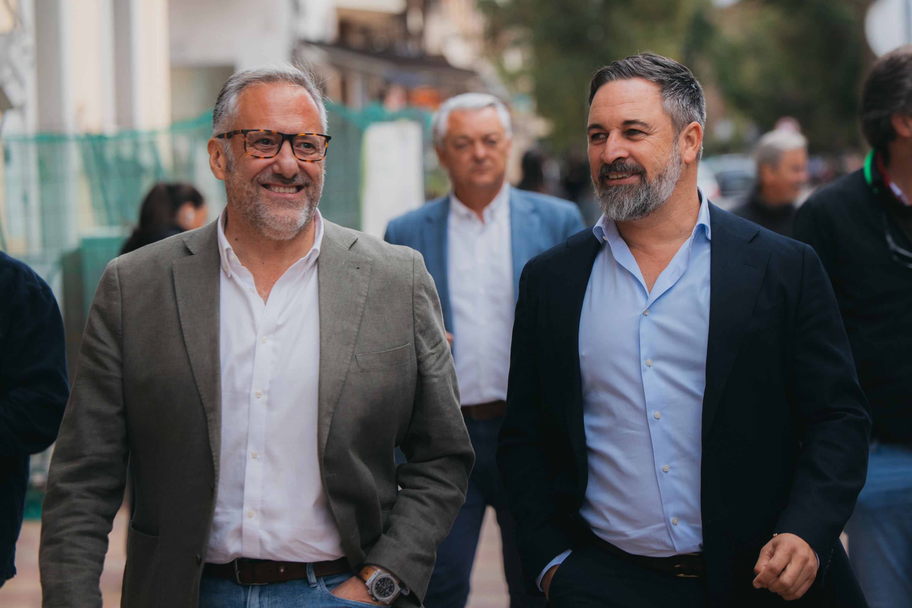 El ex presidente de las Cortes, Carlos Pollán, con Santiago Abascal en octubre de 2025