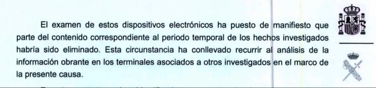 Fragmento del dosier de la UCO.