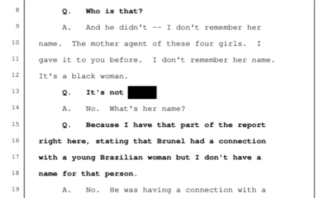 Un extracto del testimonio de una ex empleada de una agencia de modelos que menciona a una "agente madre" en Brasil