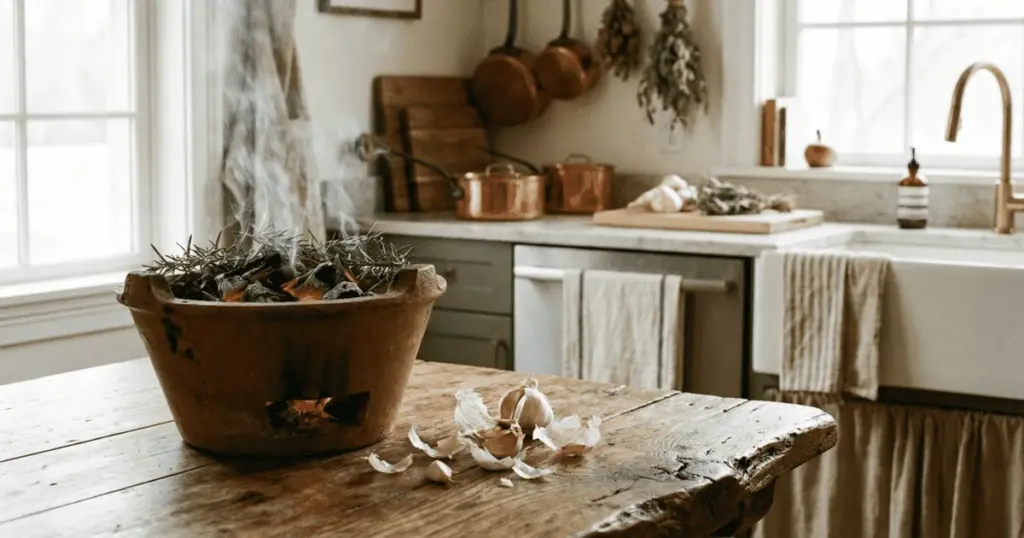 El ritual secreto con cáscaras de ajo y romero para limpiar tu hogar
