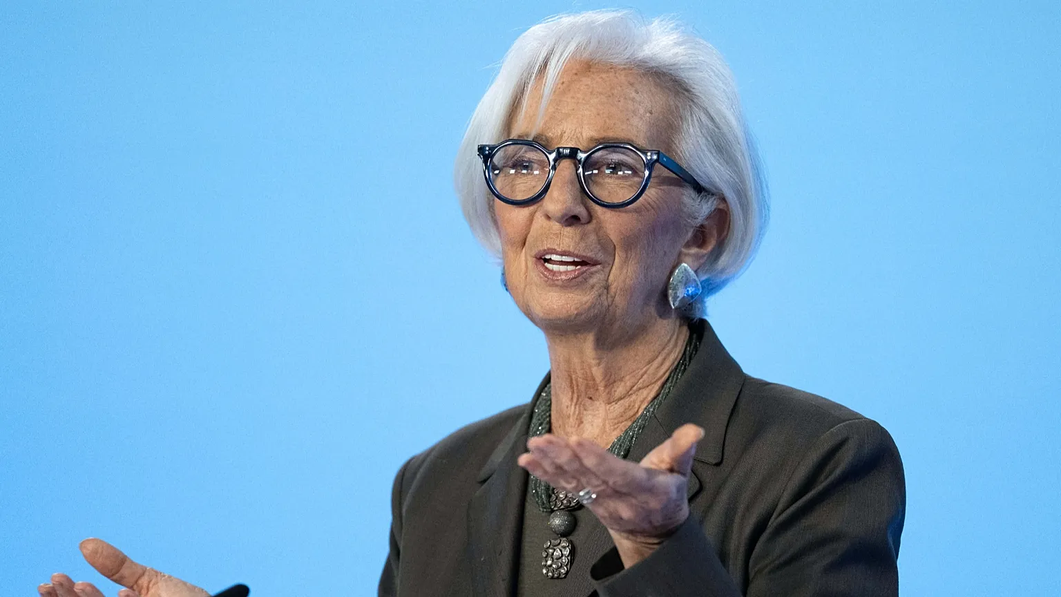 President of the European Central Bank (ECB) Christine Lagarde speaks at the press conference after the Governing Council meeting of the ECB, in Frankfurt, Germany, 05.02.26