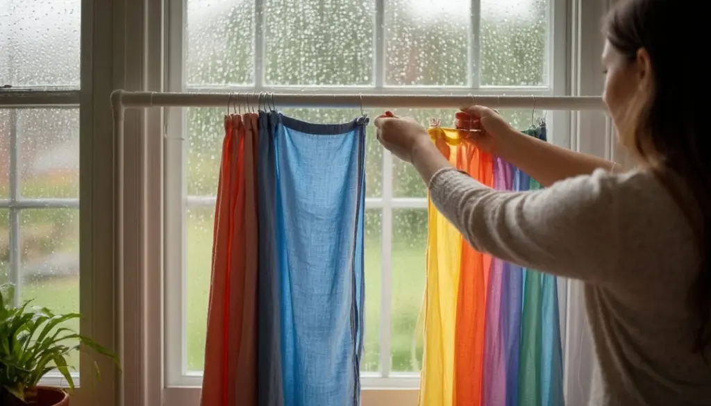 Por qué los expertos siempre cuelgan la ropa en forma de arcoíris cuando llueve