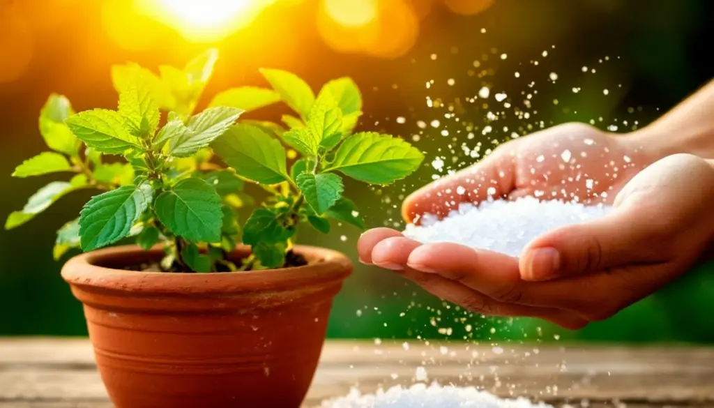 Revive tu Tulsi con Sal de Epsom: usa sulfato de magnesio para la fotosíntesis